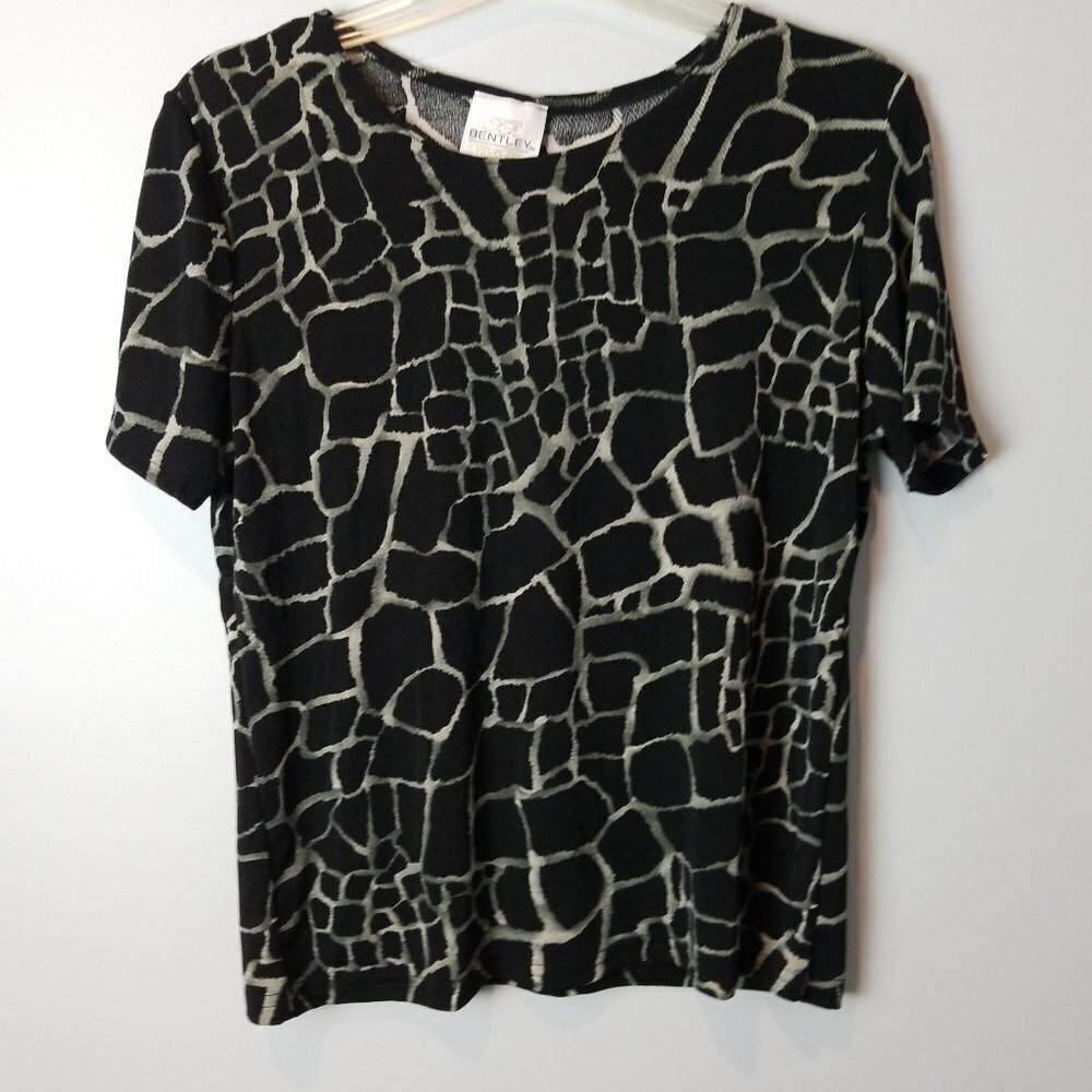 Vintage Slinky black gray snakeskin shirt Medium